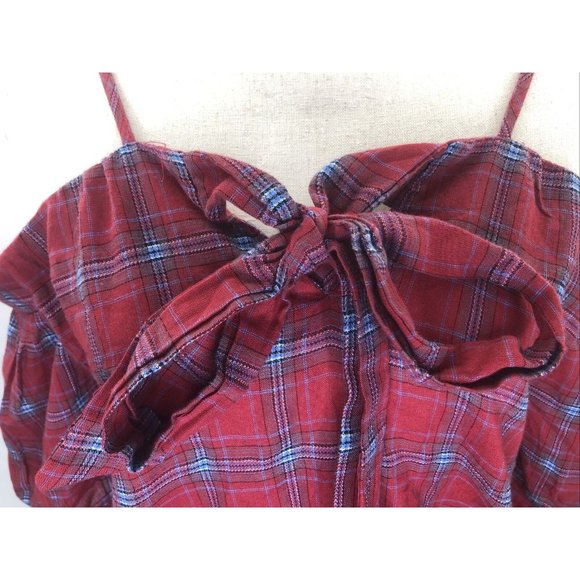 Women's Paper Crane Red and Blue Off Shoulder Tap Size Large NWT - Picture 3 of 7